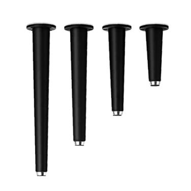 Imagem de LOMDEM Pernas de metal para móveis, conjunto de 4 pernas de sofá, pés de substituição de móveis para mesa de café, armário, cama, armário sem parafusos, preto-25 cm