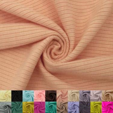 Imagem de Stylish FABRIC Tecido de malha canelada 134.6 cm de largura 4x2 da The Yard – Mistura de poliéster rayon elastano – 370 g/m² – pesado, vestidos elásticos em 4 vias, leggings, loungewear e artesanato