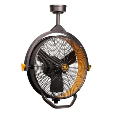 Imagem de MULE 45,7 cm. Cabo plug-in de 3 velocidades montado no teto Ventilador de garagem com controle remoto - 52035-01 (preto e amarelo)