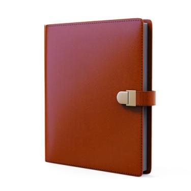 Imagem de Portable Self Adhesive Photo Album - Vegan Leather Blank Scrapbook Binder Photocard Book with Writing Space & 20 Adhesive Sheets (40 Pages) for 3x5, 4x6, 5x7, 6x8 Pictures - Brown, 9 x 7.8 Inches