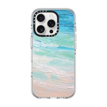 Imagem de CASETiFY Capa transparente para iPhone 16 Pro [não amarela/2 m. Proteção contra quedas de grau militar/compatível com Magsafe] - Marés do mar - Transparente