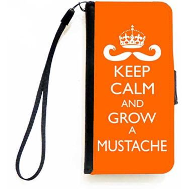 Imagem de Rikki Knight Capa carteira flip Keep Calm and Grow a Bigode cor laranja com aba magnética para Apple iPhone 5c