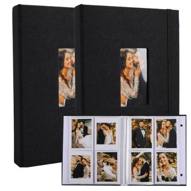 Imagem de Ayorasly 2 Pack Polaroid Photo Albums, Each Holds 280 Photos, Black Memory Books for 2 × 3 in Pictures, Linen Cover Photocard Albums with Display Window, Great for Wedding Travel Baby Growth