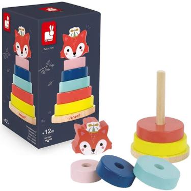 Imagem de Raposa de Empilhar Brinquedo Educativo Infantil com 7 Peças em Madeira - Janod