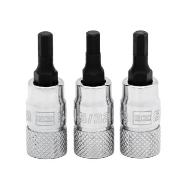 Imagem de BRAZEN Pacote com três soquetes hexagonais de 5/81.3 cm/chave Allen (unidade de 1/10.2 cm, curta)