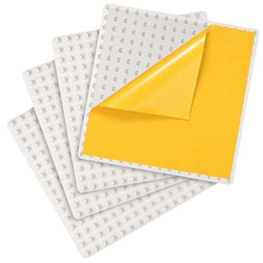 Imagem de Placas de base autoadesivas compatíveis com duplo, placa de base descascada e cole para mesa de brincar ou parede - pacote com 4 (25,4 x 25,4 cm) (branca)
