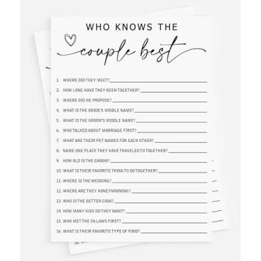 Imagem de All Ewired Up 50 Wedding Shower Who Knows The Couple Best Game (50-Cards) Fun Bridal Shower Game Activity, Co-Ed, Minimalist Script