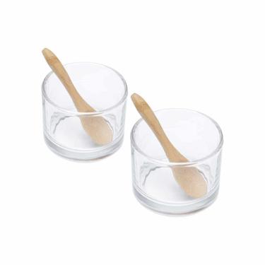 Imagem de Conjunto 2 Molheiras De Vidro Colheres Bambu Lyor 7x5cm