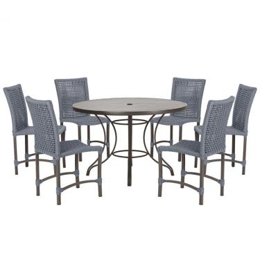 Imagem de Mesa Ascoli 120 Cm Com 6 Cadeiras Cannes De Alumínio Trama Prata