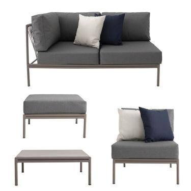 Imagem de Conjunto Jardim E Varanda 1 Chaise 1 Sofá 1 Puff 1 Mesa Lateral 70cm Refúgio Cabecasa Champanhe Cinza