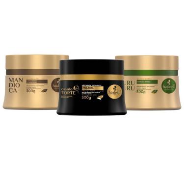 Imagem de Kit Máscaras Mandioca + Cavalo Forte + Murumuru Haskell - 300g - Cabelo Ressecados