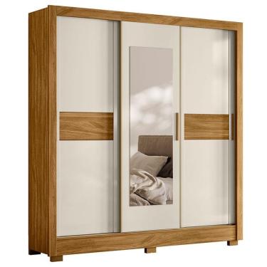 Imagem de Guarda Roupa Casal Bahamas 3 Portas Freijó Off White Com Espelho - Moval