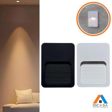 Imagem de Kit 10 Balizador Led Branco E Preto Externo 2w Embutir Parede Escada 3
