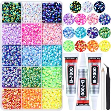 Imagem de Briskbloom 6000 Peças De Strass Resina Gelatinosa 5 Mm Para Unhas Artesanais, 15 Cores Aço Inoxidável Com Fundo Plano, Copos, Canecas, Sapatos Crocs, Boné Formatura, Maquiagem, Kit Deslumbrante Cola