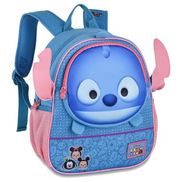 Imagem de Mochila Escolar Stitch 3D Neoprene Azul com Alças Acolchoadas e Bolsos Laterais