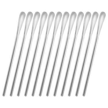 Imagem de luvtree 12 Colheres De Aço Inoxidável 16 Cm Para Mexer Café, Palito Coquetel Com 15,8 Comprimento, Colher Pequena Cabo Redondo, Reutilizável Chá Gelado. Pode Ser Lavada Na Máquina Lavar Louça.