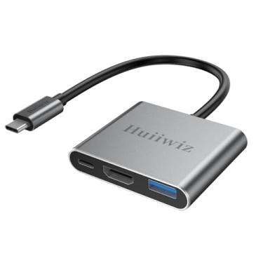Imagem de Huiiwiz Adaptador Usb-C Para Hdmi Para Iphone 15, 16, Ipad, Macbook, Tablet, Laptop, Switch Para Tv, Monitor, Projetor, Adaptador Usb-C Digital Av Multiporta (Hdmi 4K, Usb 3.0, Pd 100W)