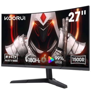 Imagem de KOORUI Monitor Gamer Curvo De 27", Full Hd 1080P R1500 180Hz Va, 99% Desempenho, Sincronização Adaptativa Integrada, 1 Porta Vídeo 1.2 E 2 Hdmi 2.0, Proteção Ocular, Compatível Com Vesa, Preto 27E6C