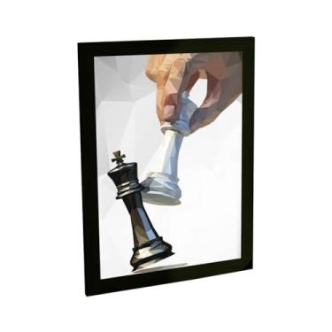 Imagem de Quadro Decorativo Xadrez Xeque Mate Ilustração Poligonal Decoração Poster Quarto Sala
