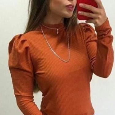 Imagem de Blusa gola alta manga longa princesa bufante moda fashion - Filó Modas