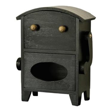 Imagem de SiaBiced Mini armário de armazenamento em formato de robô, caixa de joias, dispensador de lenços de papel com gaveta para quarto, Preto