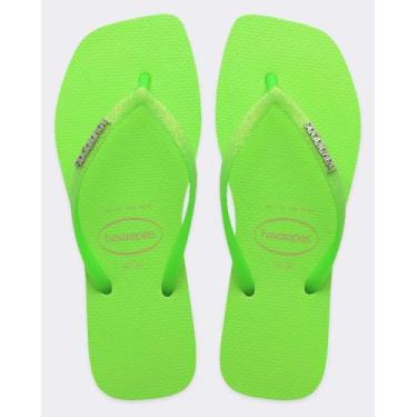 Imagem de Chinelo Havaianas Slim Square Glitter Neon, Verde, 37/38