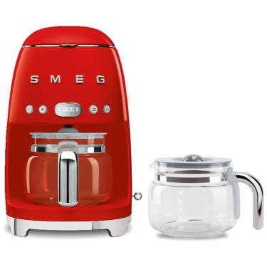 Imagem de Cafeteira SMEG DCF02 - 10 Xícaras, Programação Automática, Manter Quente, Design Retrô 1950, Vermelha, Jarra Vidro Extra DCFC01