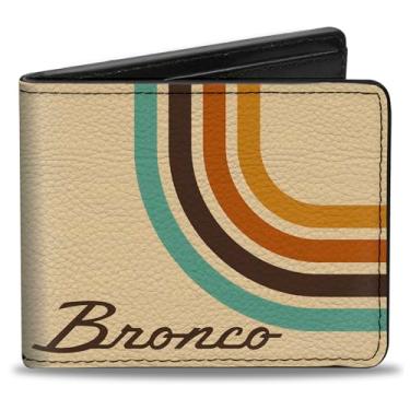 Imagem de Carteira Ford, Bifold, Ford Bronco Script Lines bege, marrom, azul, laranja, couro vegano