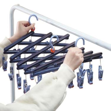 Imagem de Cabide de secagem de roupas com clipes - Suporte retrátil dobrável para secar roupas, clipe à prova de para sutiã, roupa íntima, toalha, cachecol, chapéu, apartamento de viagem