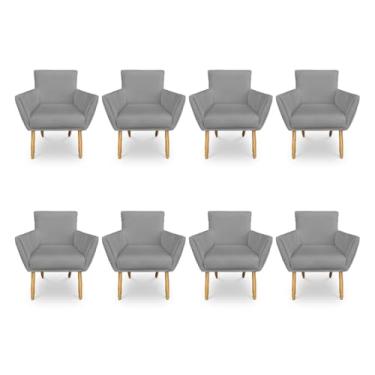 Imagem de Kit 8 Poltronas Decorativa Leticia Suede Pés Palito Castanho - Pallazio