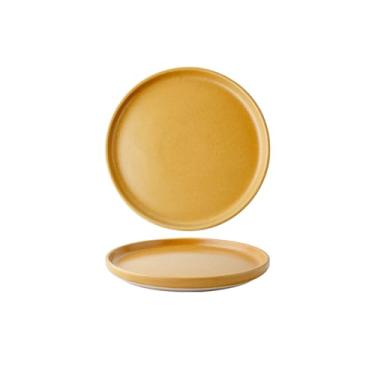 Imagem de Prato de cerâmica para bife de restaurante, prato de comida ocidental com personalidade - amarelo