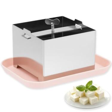 Imagem de Prensa de tofu, aço inoxidável, prensador de tofu, remoção rápida e eficiente de água para tofu firme, fácil de limpar e pode ser lavado na lava-louças, vem com bandeja coletora e pano de queijo (P)