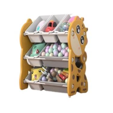 Imagem de Estante Organizador Infantil Bau De Brinquedos 3 Prateleiras Porta Treco Multiuso Girafa Decorativo