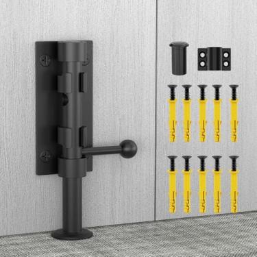 Imagem de Mixizigoz Trava de porta de parafuso deslizante resistente, trava de aço inoxidável 304 para armário, jardim, cerca, porta de celeiro - Fechadura de porta deslizante reforçada com orifício de cadeado