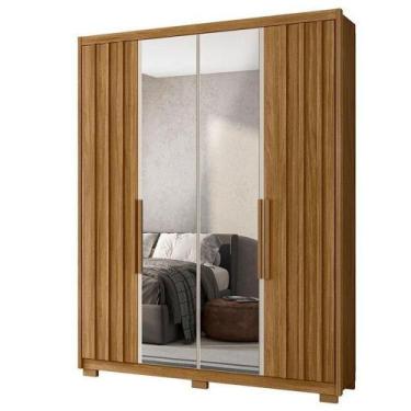 Imagem de Guarda Roupa Solteiro Califórnia 4 Portas Freijó Off White Com Espelho