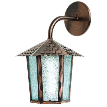 Imagem de Kit 4 Arandela Colonial Sextavada Vidro Pontilhado E27 Bivolt Cobre