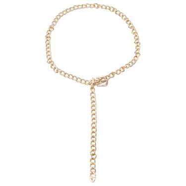 Imagem de PLIGREAT Cinto de corrente de cintura dourada, cinto de metal ajustável para mulheres, cintos de cintura de corpo longo para jeans, vestidos, calças, acessórios de decoração