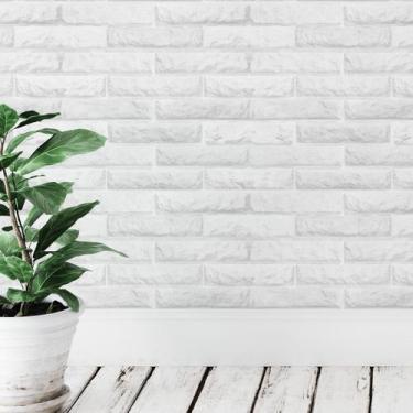 Imagem de Papel De Parede Adesivo Tijolos Brancos Efeito 3d Sala 1.5m - DELIQUAD