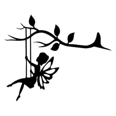 Imagem de Pssopp Ornamento de Balanço do Jardim de Fadas do Ramo de Metal, Decoração de Suspensão Ao Ar Livre à Prova de Ferrugem, Adorável Arte de Ferro para Casa e Quintal, Fada Decorativa