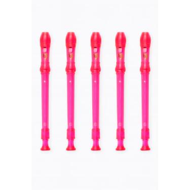 Imagem de Kit 5 Flautas Doce Soprano Dolphin - Germânica Dó (ROSA)