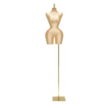 Imagem de Manequim feminino plus size europeu e americano, torso de poliéster destacável e manequim com suporte de altura ajustável(Gold,Square)