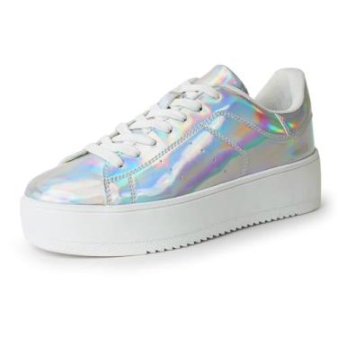 Imagem de J. Adams Hero Platform Tênis feminino casual com cadarço moderno, Arco-íris, 38