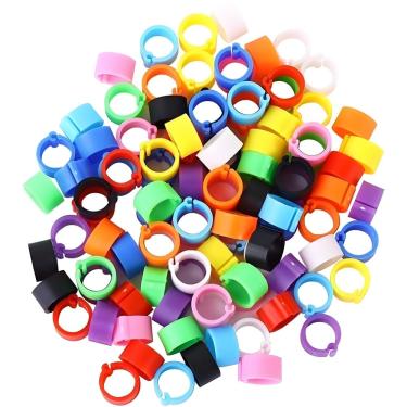 Imagem de Zenarao 100 peças de anéis de perna de aves, 10 cores anéis de pé de aves de capoeira, identificação de pássaros, anéis de encaixe para pássaros, patos e galinhas diâmetro 8 mm