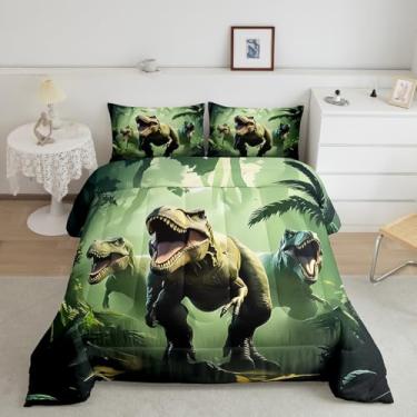 Imagem de Feelyou Conjunto de edredom com urso, solteiro, veado fofo, para meninos, adolescentes, animais selvagens, natureza, vida selvagem, urso, conjunto de edredom vintage, azul, 2 peças