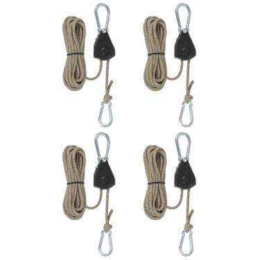Imagem de PATIKIL 4 peças cabides de corda ajustáveis, 1/20.3 cm x 4.0 m Ratchet Grow Light Hangers Refletor Reforçado Interno Engrenagem Catraca para Pendurar Caiaque, Preto