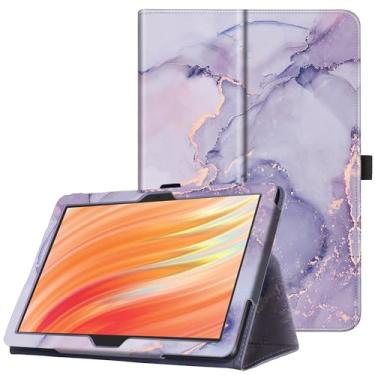 Imagem de Famavala Capa fólio compatível com tablet Fire HD 10 de 10,1 polegadas (11ª/13ª geração, lançado em 2021/2023), capa fina com ativar/hibernar automaticamente, Lenovo M10 2023 Tab (mármore roxo)