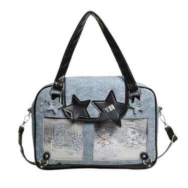 Imagem de Ita Bag Cute Kawaii Star Bolsa tiracolo de grande capacidade para mulheres, leve e elegante, Azul