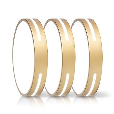 Imagem de Wheatronic Luminária de teto de LED de montagem embutida dourada, luminária de banheiro de 24 W, montagem no teto, regulável, conjunto de 7,9 cm, perto do teto, luminária 5CCT para cozinha, quarto