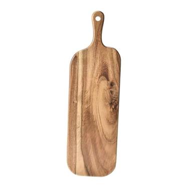 Imagem de IEUDNS Tábua de corte de madeira para servir, de açougueiro multiuso com alça, tábua de corte dupla face para preparação de refeições de carne em, 41 Cm X 12 Cm X 1.5