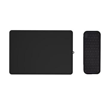 Imagem de WeiLaiKeQi Conjunto de Tapetes de Silicone para Café, Talheres Removíveis, Tapete de Drenagem para Manter a Limpeza, Tapetes para Secar Pratos, Tapete de Bar Par, Preto, Tamanho real